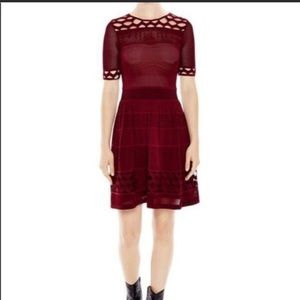 Sandro, size 1 beautiful lace burgundy summer dress